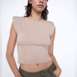 Zara Knit Top with Shoulder Pads